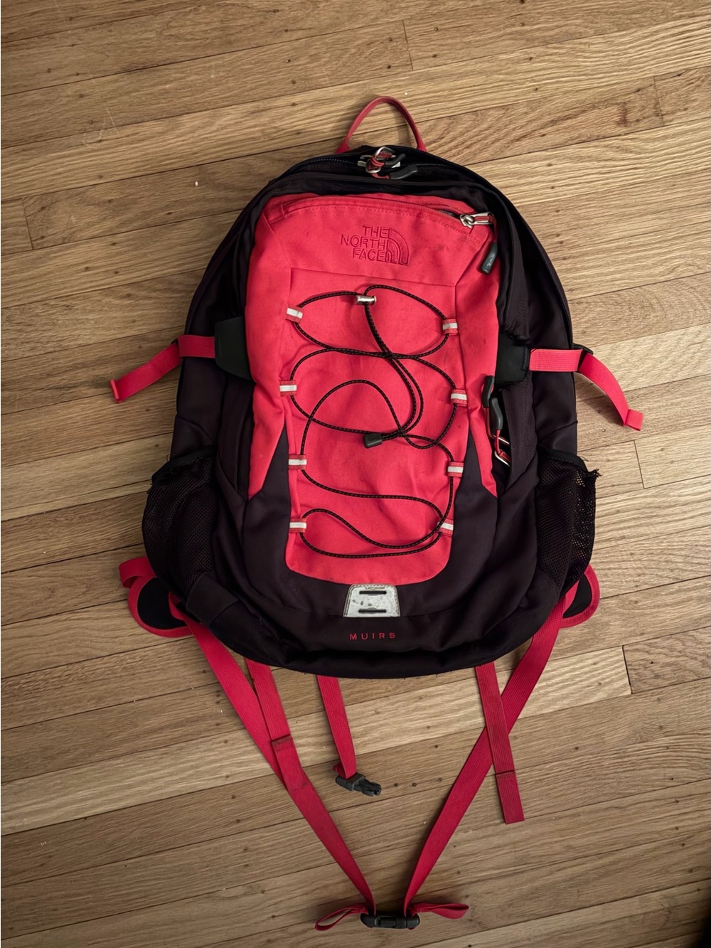 The North Face Muirs Red-Grey Backpack with External Bungee
